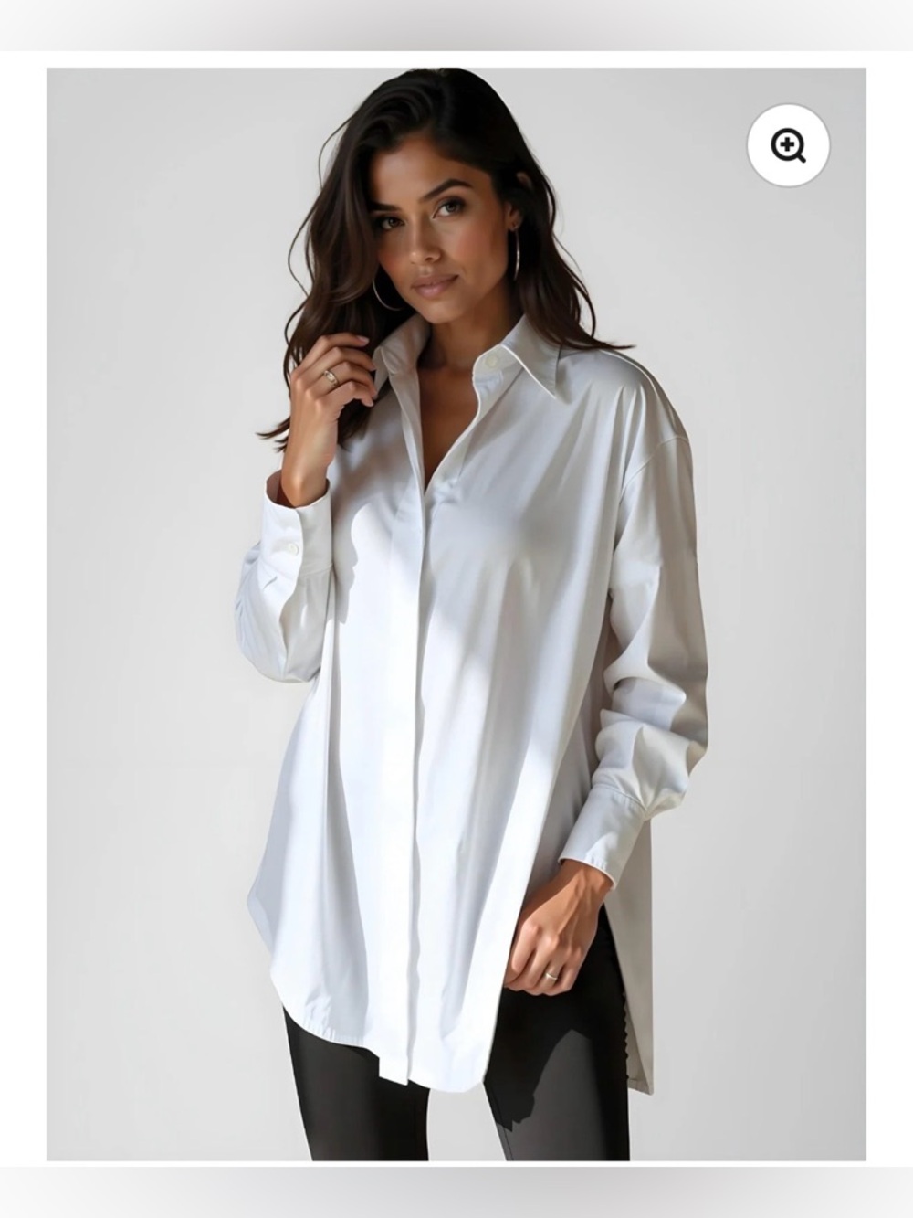 NEW! The Warmy Oversized Lapel Shirt Dress White Tunic Top Women’s Size L